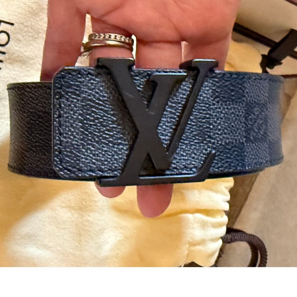 Louis Vuitton Damier Graphite Black Canvas Belt Black LV Buckle Euro 105 US 42